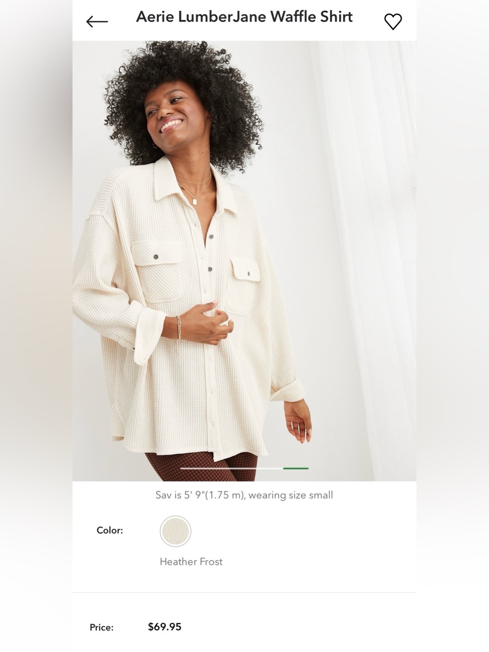 Aerie Cream Waffle Shirt - Picture 5 of 6